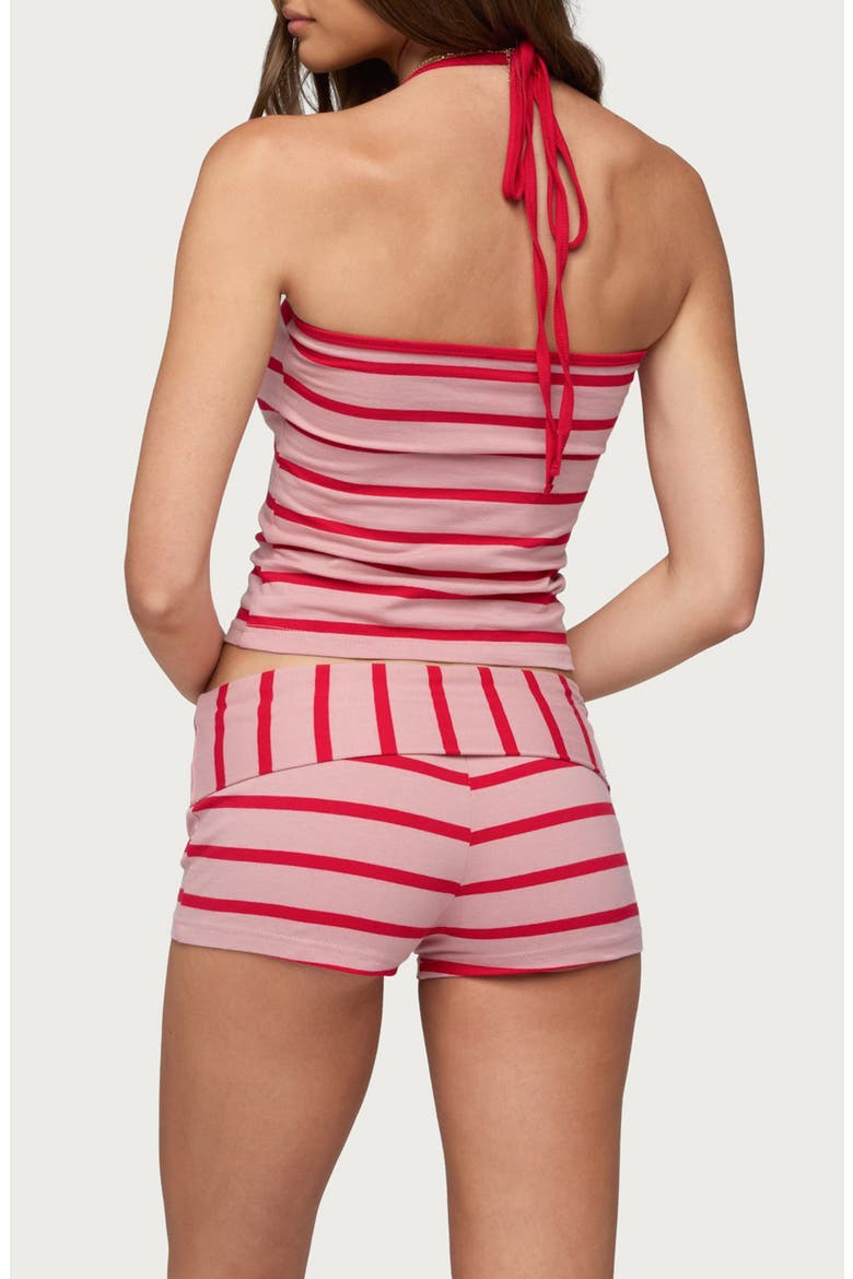 Lorenza Stripe Crop Halter Top, Alternate, color, PINK-AND-RED