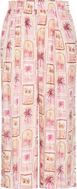 City Chic Postcard Print Wide Leg Pants