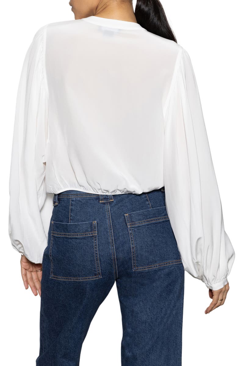Sanctuary Voluminous Sleeve Tie Hem Button-Up Top, Alternate, color, 