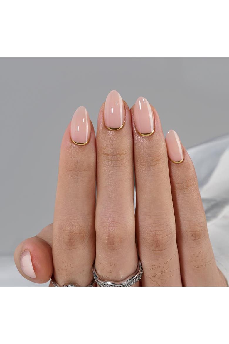 Press-on Nails Set Short Almond, Alternate, color, Gold End