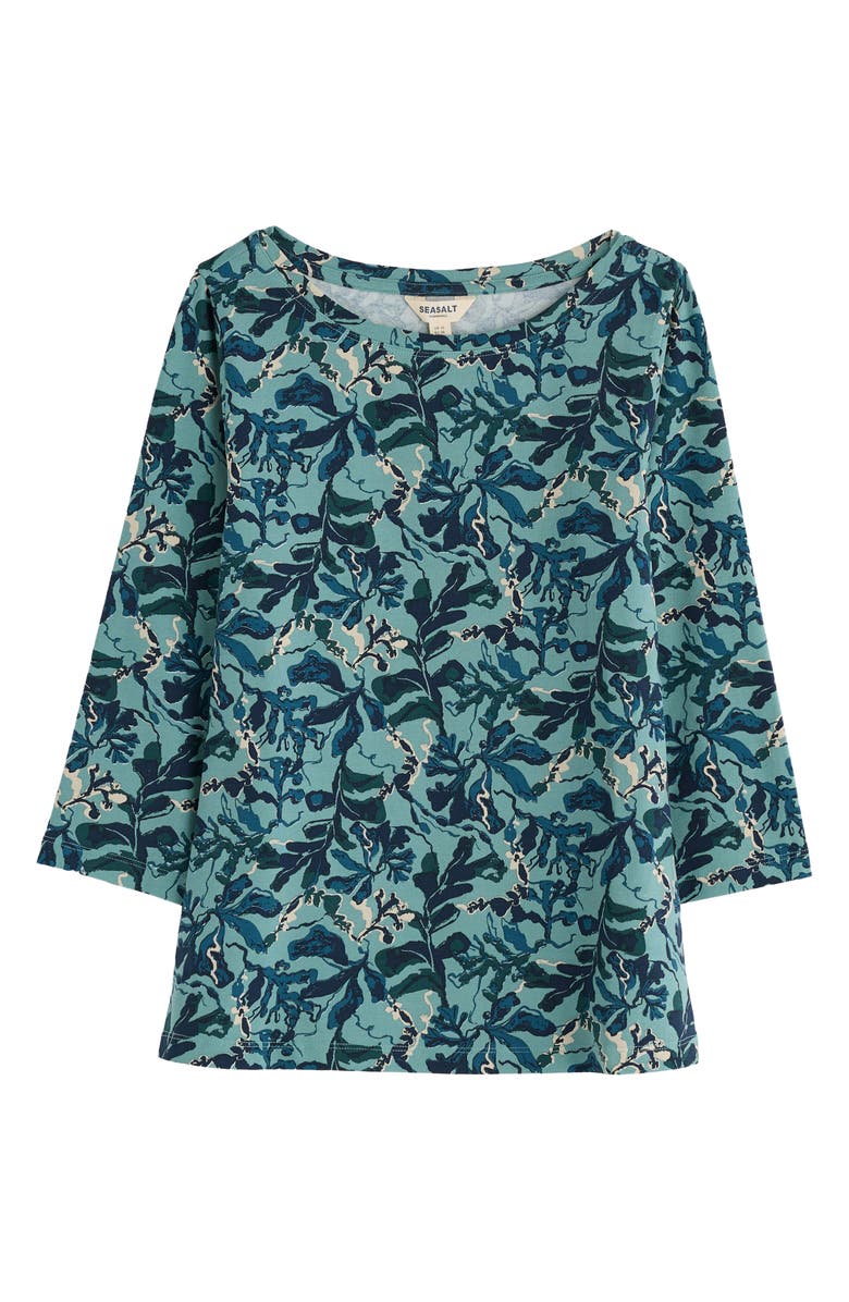 Seasalt Cornwall Easel Frond Print Stretch Organic Cotton Top, Alternate, color, Floating Fronds Sardine