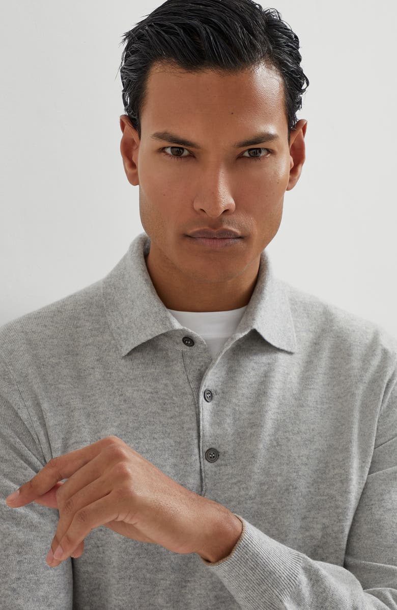 Brunello Cucinelli Polo-style sweater, Alternate, color, Light Grey