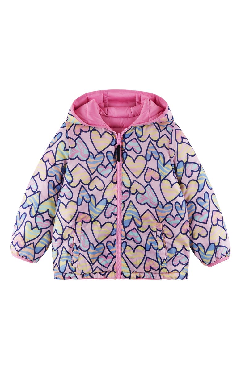 Andy & Evan Kids' Reversible Puffer Jacket, Main, color, Pink Hearts