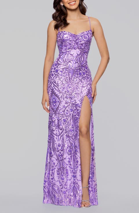 Sequin Paisley Sheath Gown