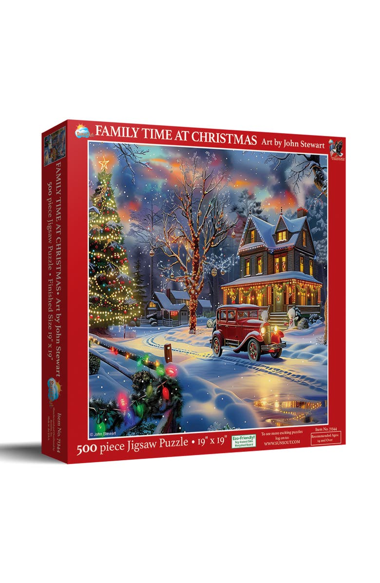 Sunsout Family Time at Christmas 500 piece Jigsaw Puzzle for Adults, Main, color, Multicolor