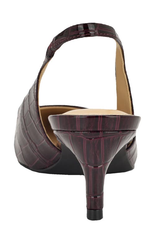 Calvin Klein Dainty Kitten Heel Pointed Toe Slingback Pump In Burgundy