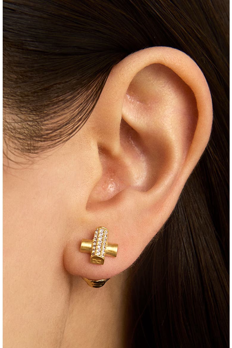 Juliette Pavé Crisscross Stud Earrings, Alternate, color, WHITE TOPAZ/ GOLD