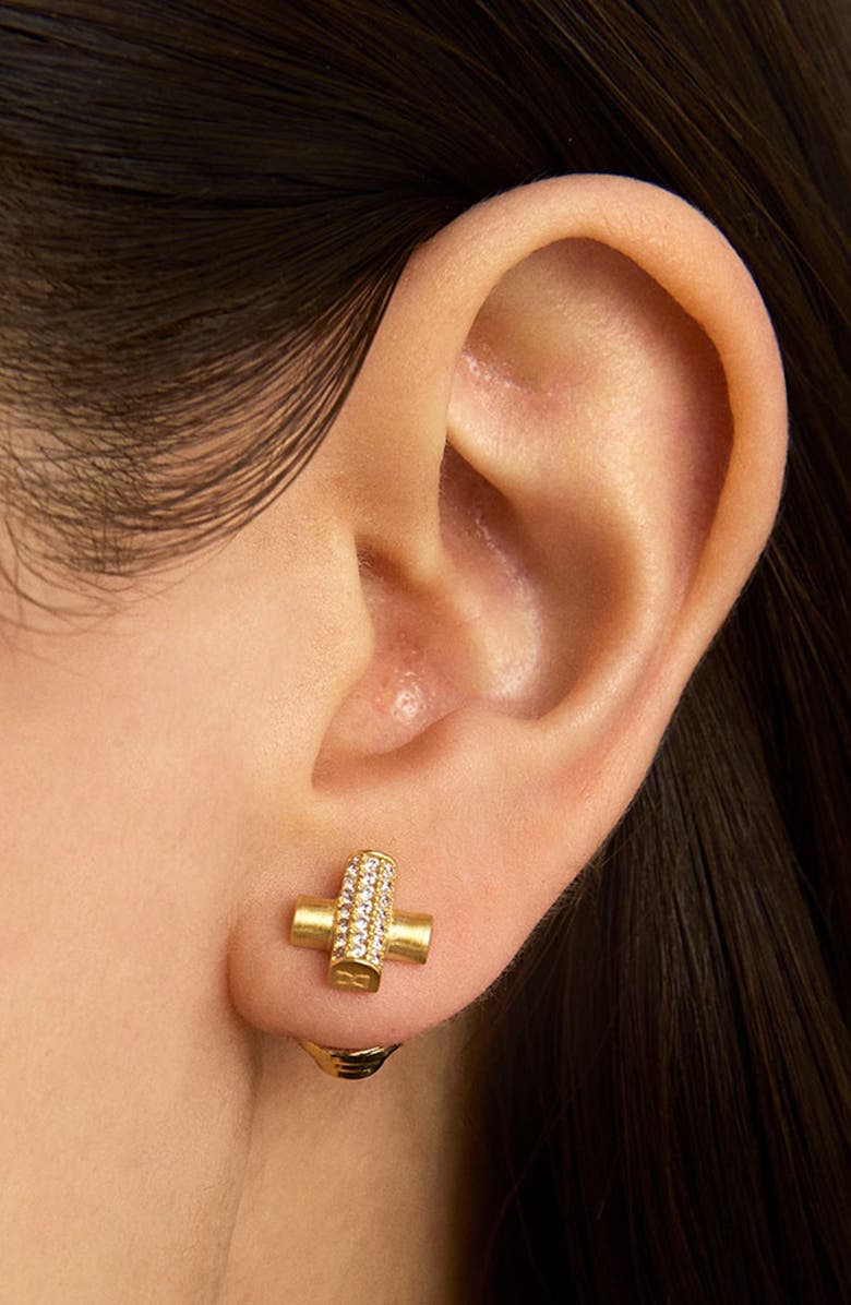 Dean Davidson Juliette Pavé Crisscross Stud Earrings, Alternate, color, White Topaz/ Gold