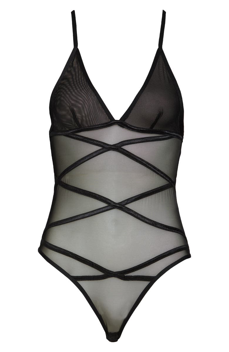 Hauty Strapped Up Teddy, Alternate, color, Black