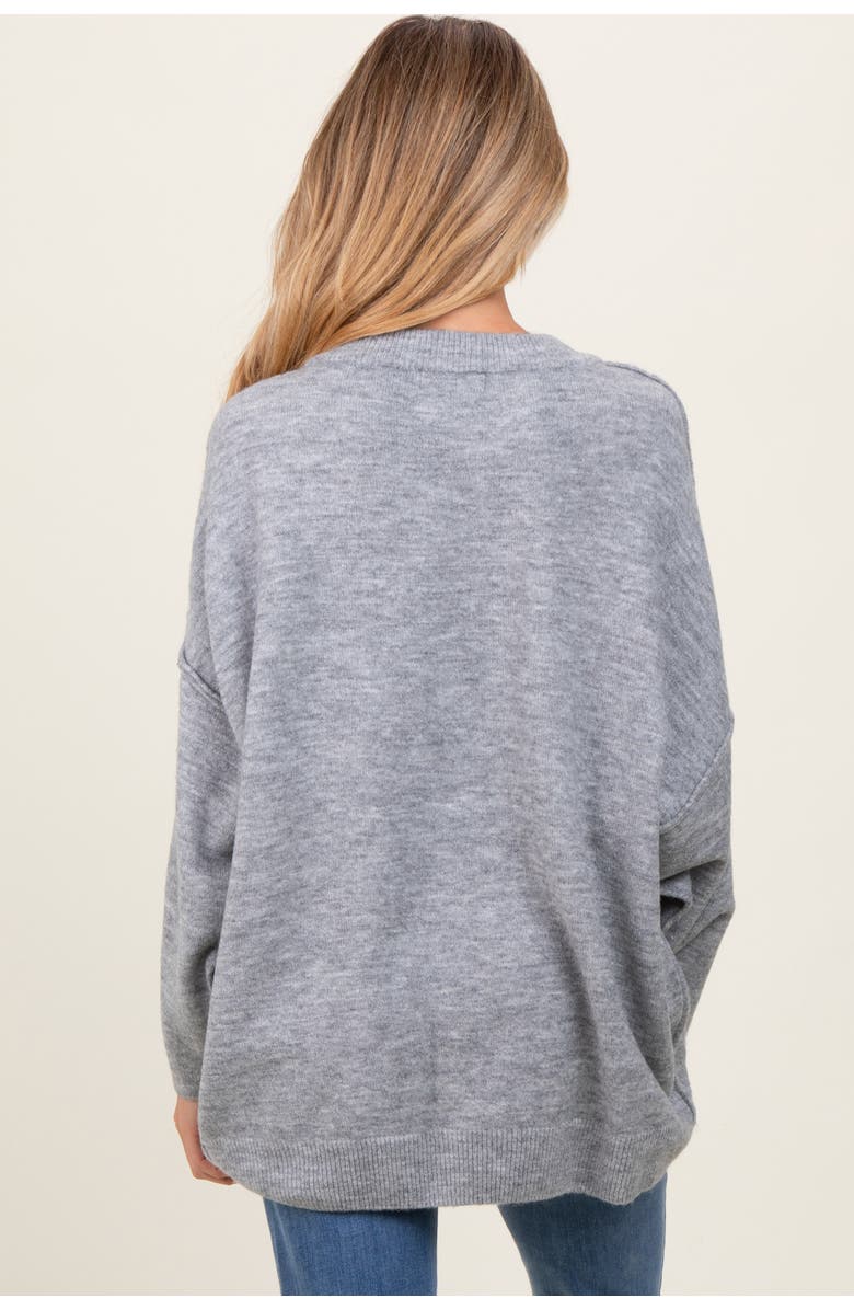 PinkBlush Oversized Crewneck Melange Knit Sweater, Alternate, color, Heather Grey