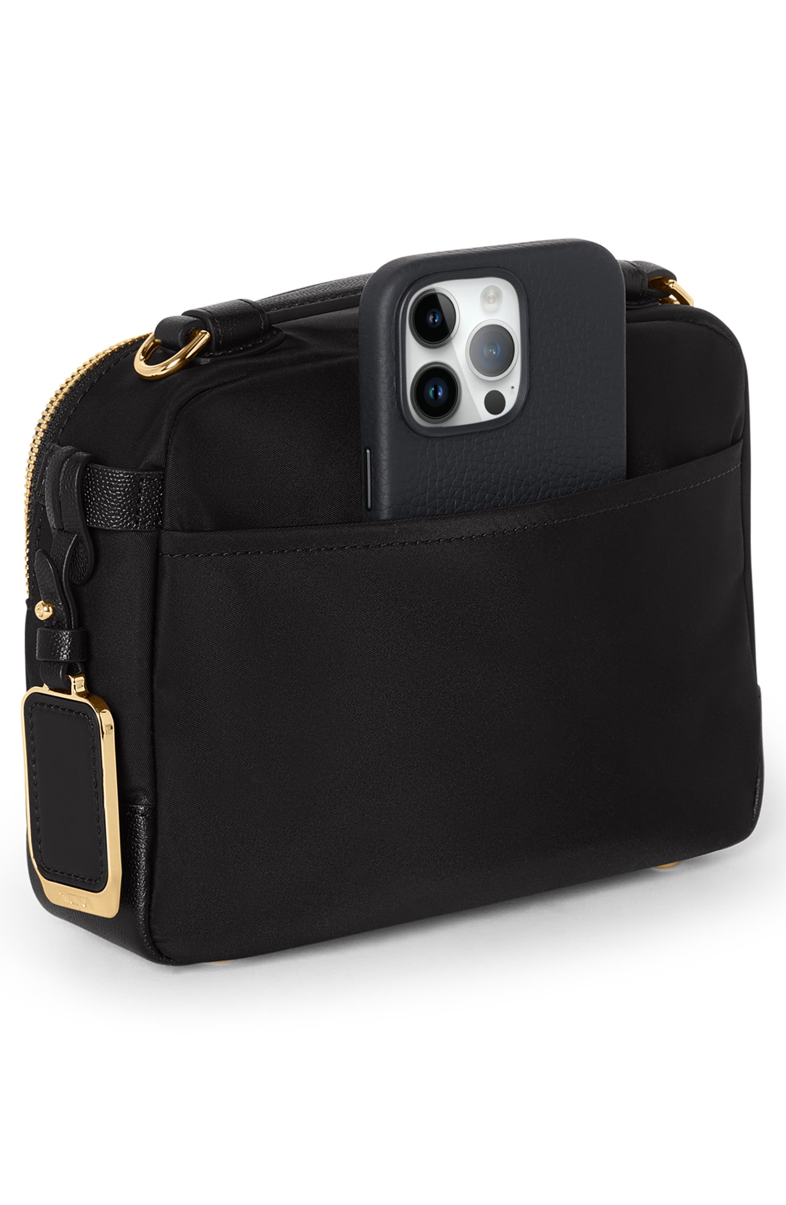 TUMI Teghan Crossbody, Alternate, color, Black/ Gold