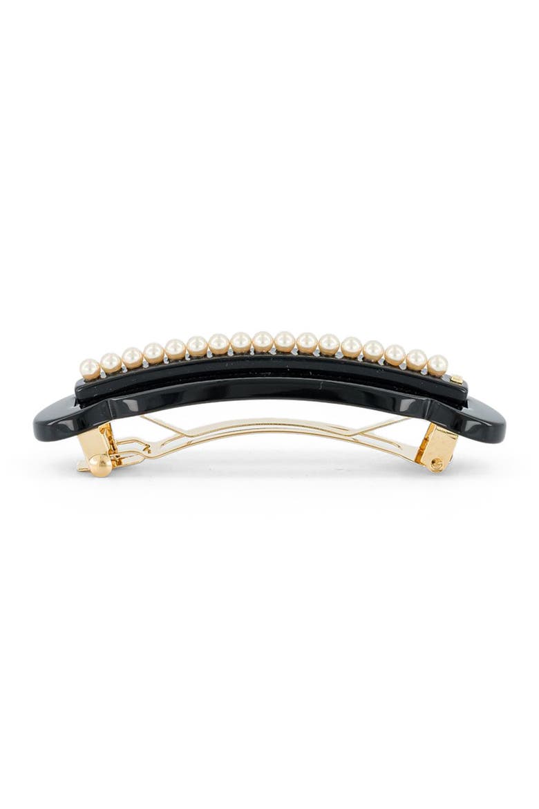 Lineature Pearls Acetate Barette, Alternate, color, Black