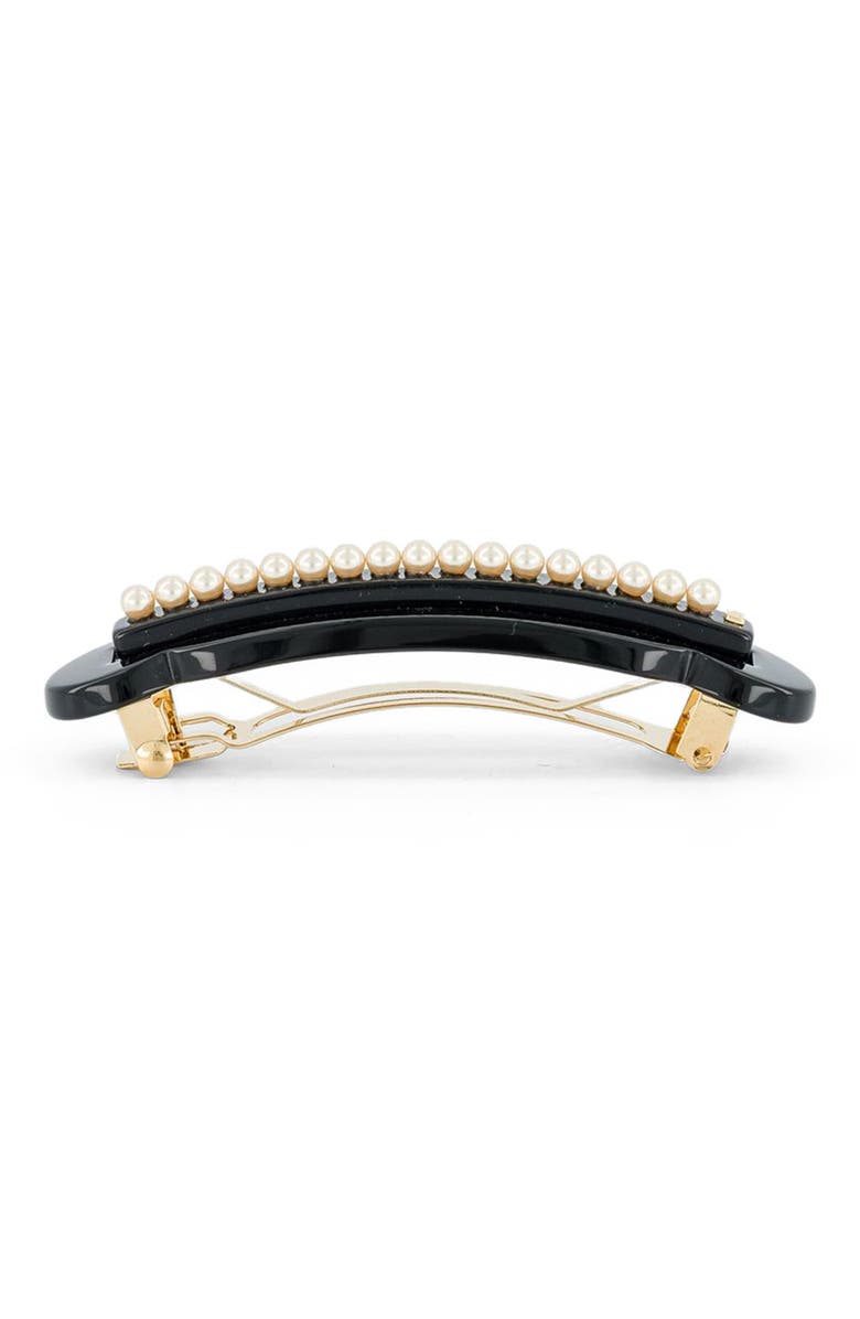 Alexandre de Paris Lineature Pearls Acetate Barette, Alternate, color, Black
