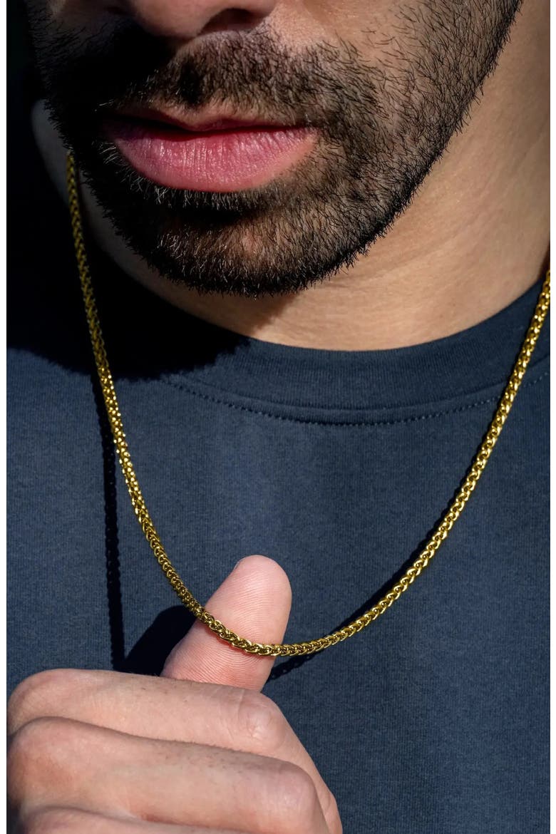 Men's Wheat Chain Necklace, Alternate, color, GOLD