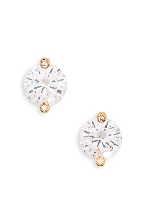 duo prong brilliant CZ stud earrings
