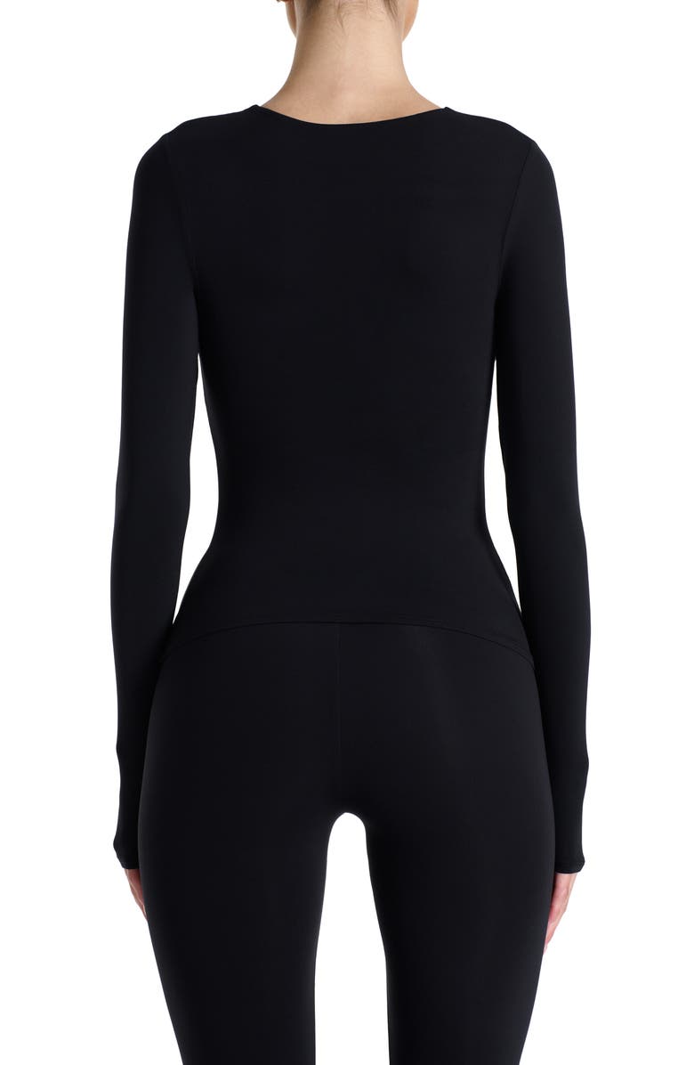Naked Wardrobe Long Sleeve Crewneck Top, Alternate, color, Black