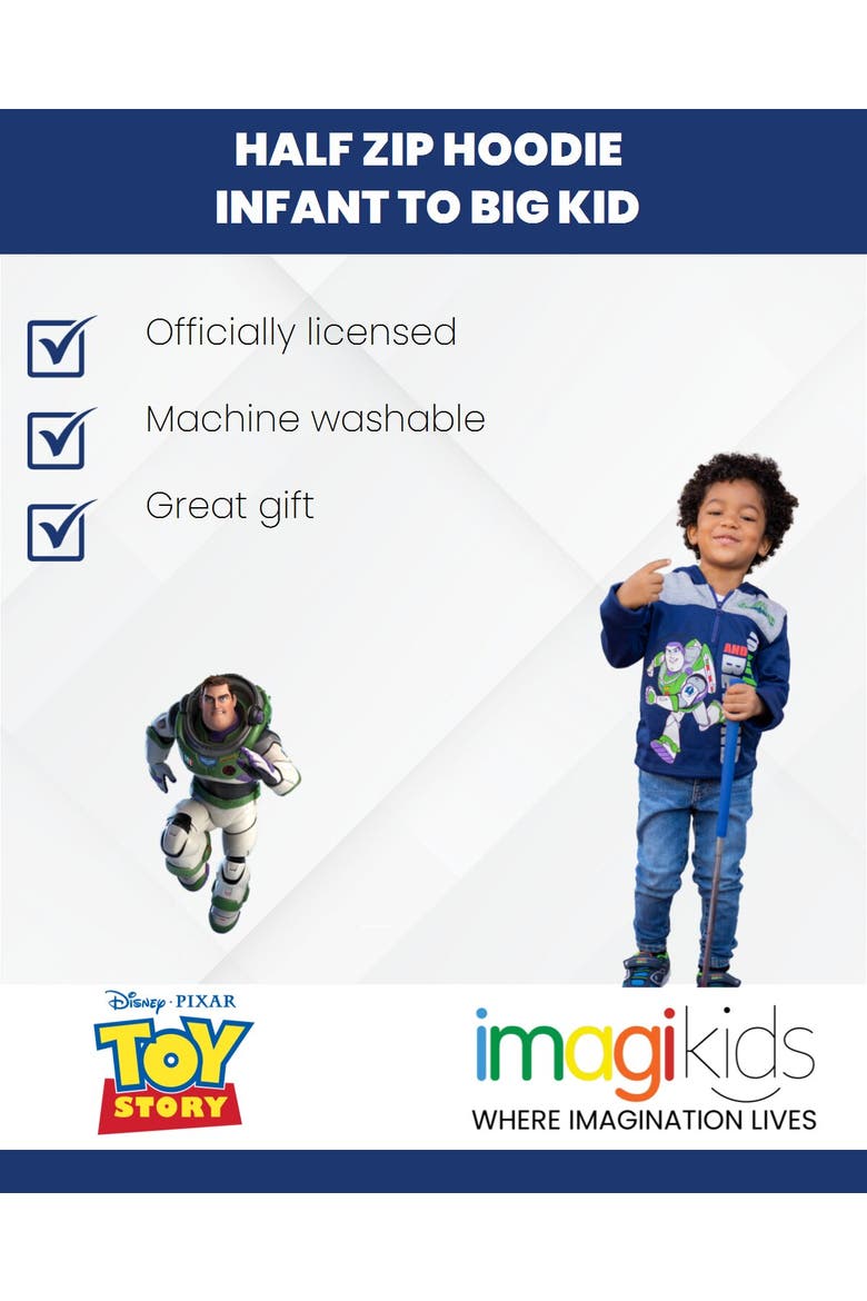 Toy Story Buzz Lightyear Fleece Quarter-Zip Hooded Sweatshirt, Alternate, color, Navy Buzz Lightyear