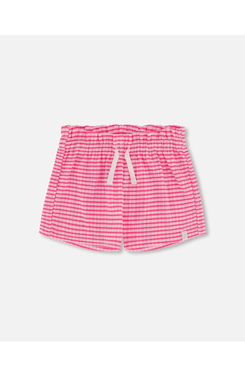 Deux par Deux Girl's Crinkle Jersey Short Vichy Pink, Main, color, 