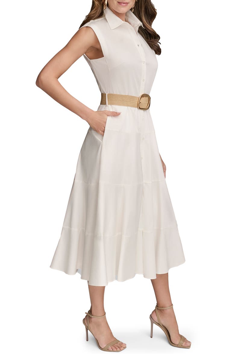 Donna Karan New York Belted Cap Sleeve Shirtdress, Alternate, color,