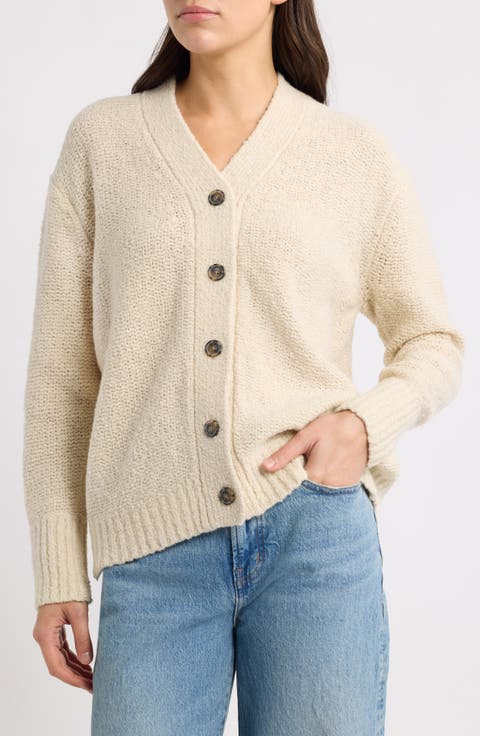 Oversize Bouclé Wool Blend Cardigan