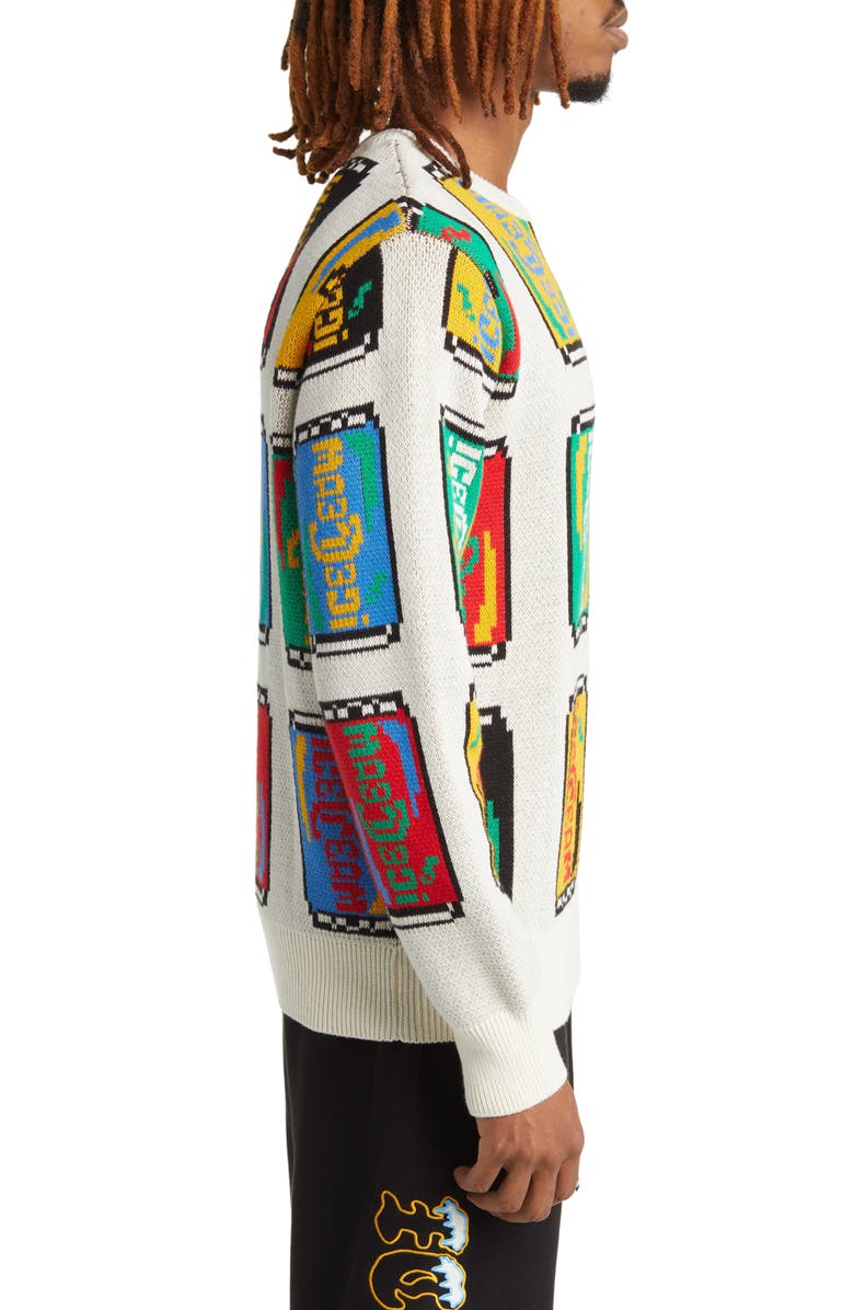 ICECREAM Lemon Lime Jacquard Cotton Crewneck Sweater, Alternate, color,