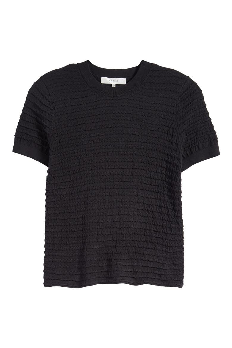 Smocked Silk Blend Sweater, Alternate, color, BLACK