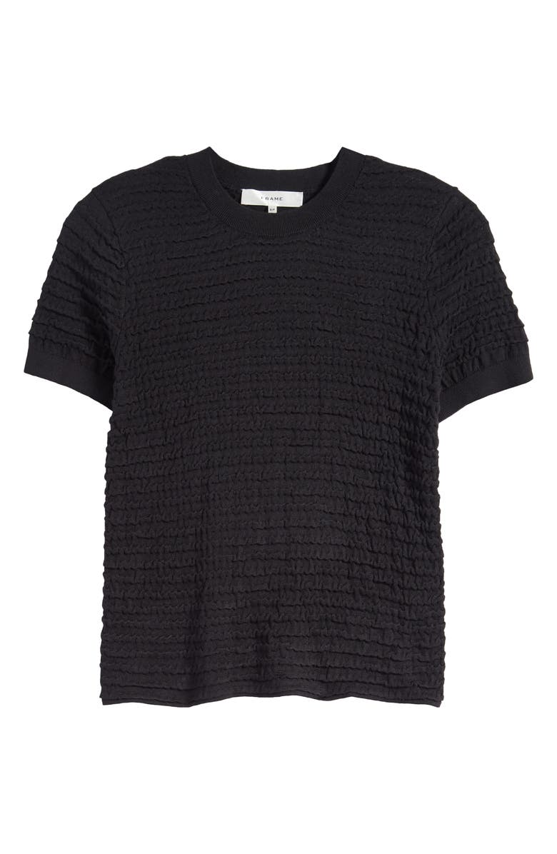 FRAME Smocked Silk Blend Sweater, Alternate, color, Black