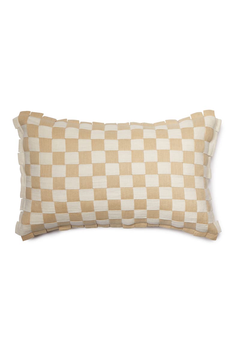 Woven Stripe Accent Pillow, Main, color, SAND/ WHITE