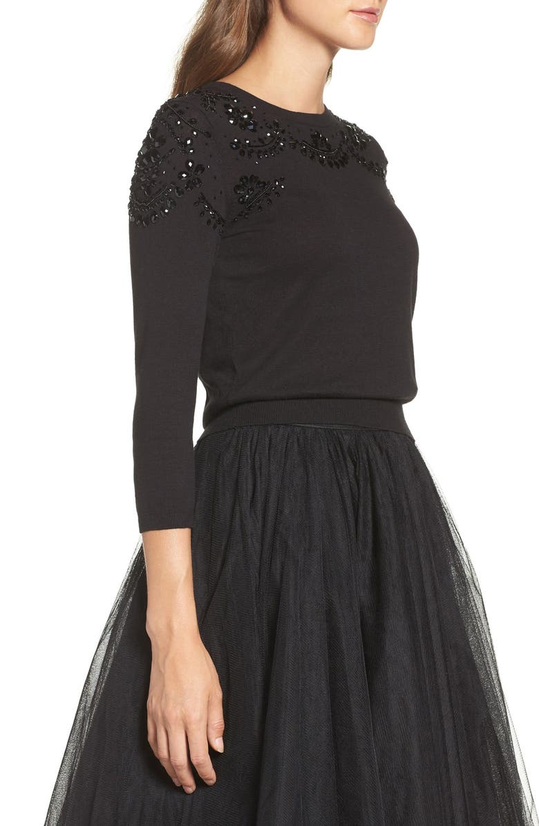 Jenny Yoo Millie Beaded Cotton Blend Sweater, Alternate, color,