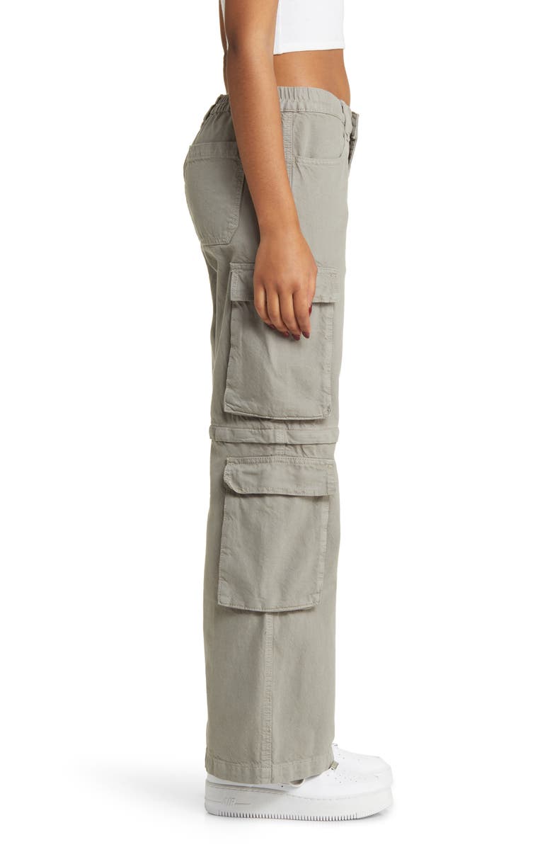PacSun Low Rise Zip Off Cotton Twill Convertible Cargo Pants, Alternate, color, Dusty Sage