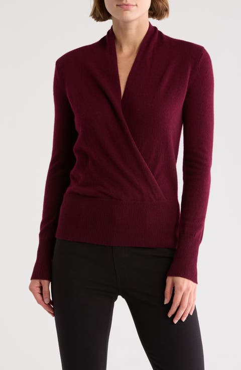 Cashmere Faux Wrap Sweater
