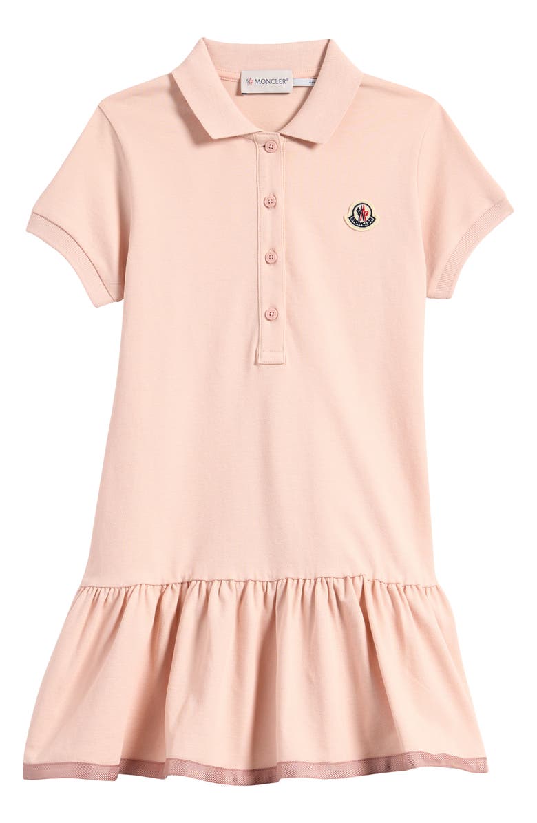 Moncler Kids' Stretch Cotton Polo Dress, Main, color, Pastel Pink