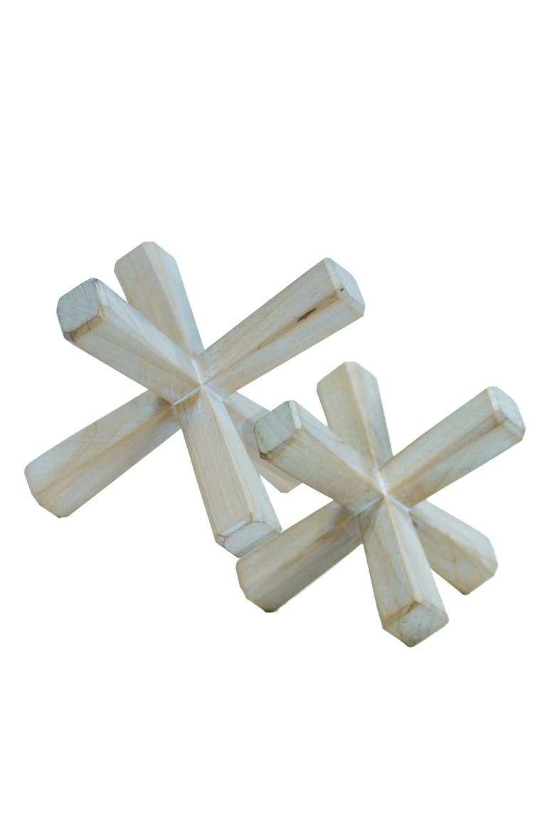 Wood 8 in. White Axis Table Top Accent, Main, color, White