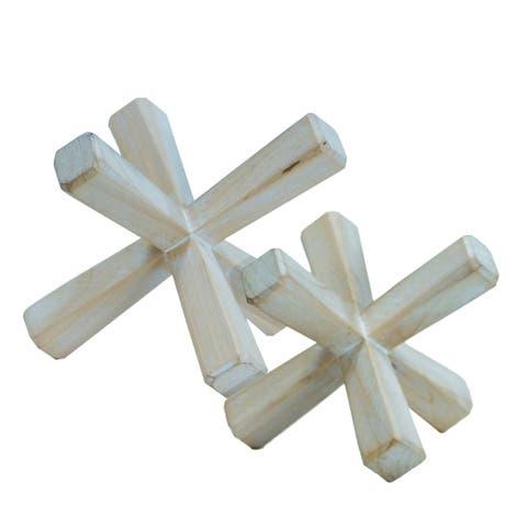 Wood 8 in. White Axis Table Top Accent