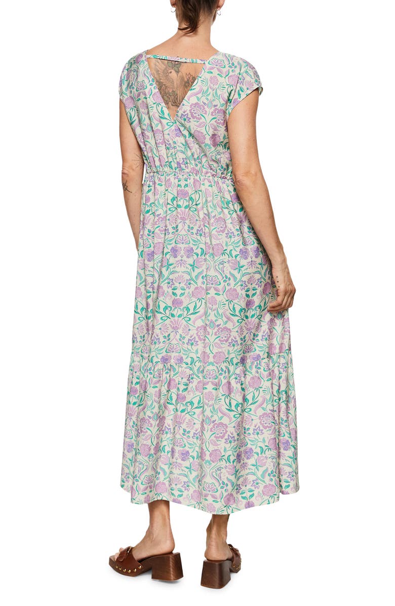 MANGO Floral Print Tiered Empire Waist Midi Dress, Alternate, color,