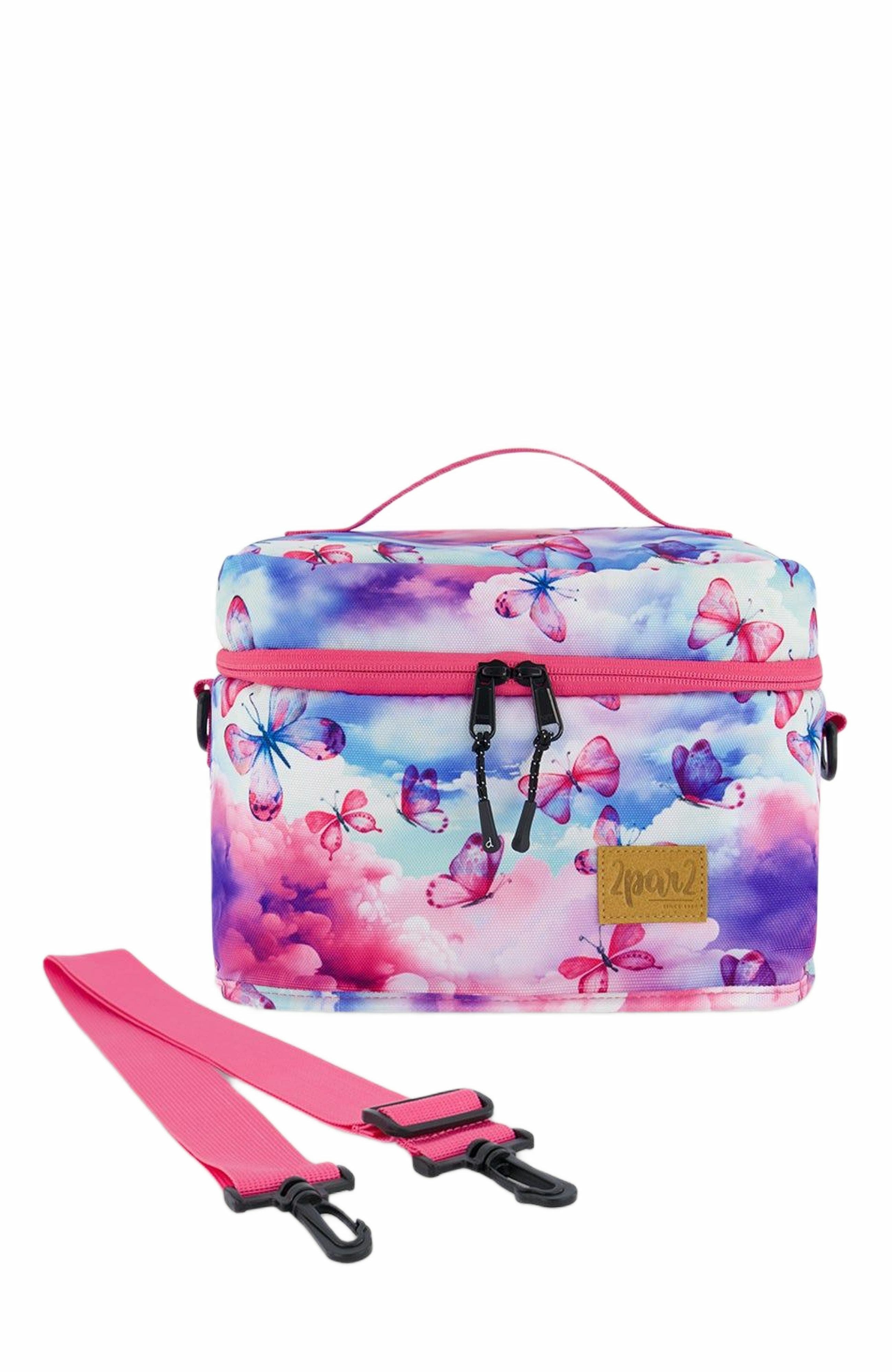 Deux par Deux Girl
s Lunch Box Butterflies On Multicolored And Vibrant Pink Background, Main, color, Multicolored And Vibrant Pink