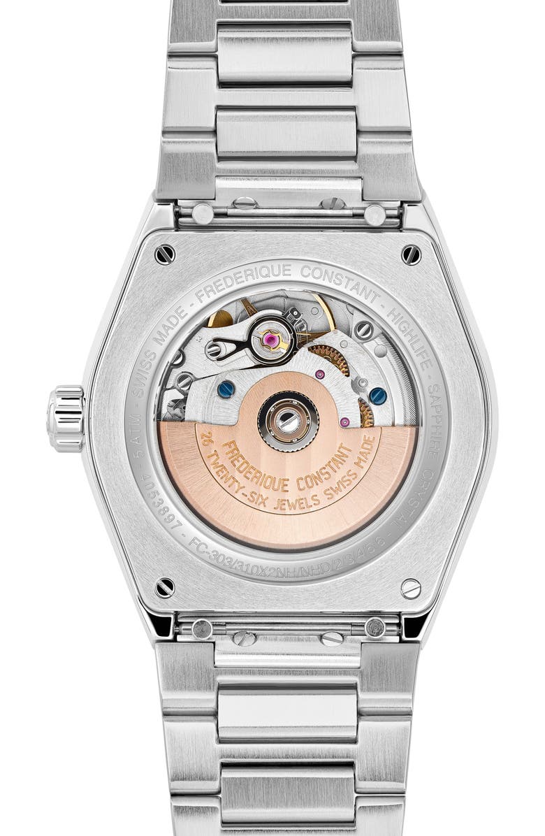 FREDERIQUE CONSTANT Highlife Diamond Automatic Bracelet Watch, 34mm, Main, color, Silver-Tone