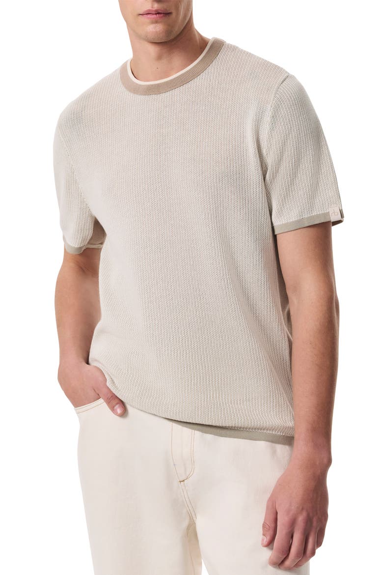 Harvey Ringer Cotton Blend Mesh T-Shirt, Main, color, LIGHT BEIGE