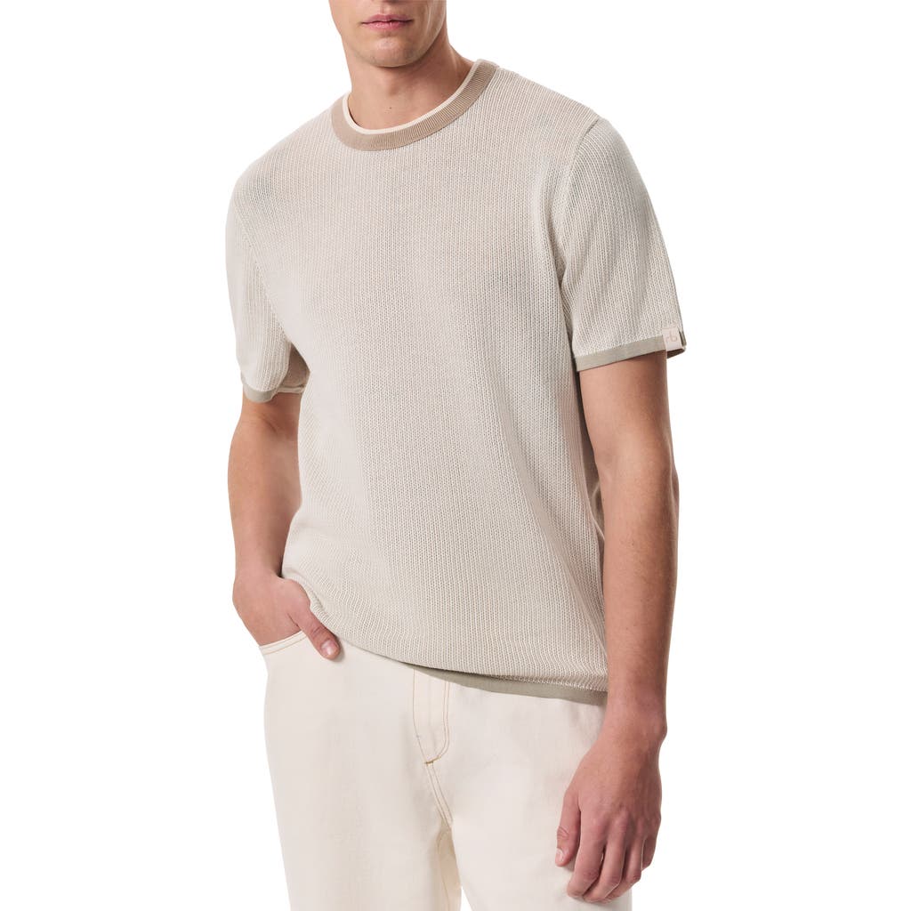 Rag & Bone Harvey Ringer Cotton Blend Mesh T-shirt In Light Beige