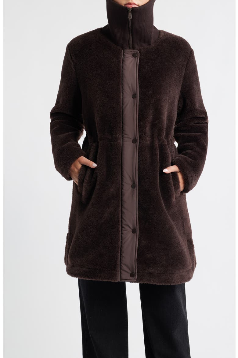 Super Soft Faux Shearling Coat, Main, color, CHOCOLATE