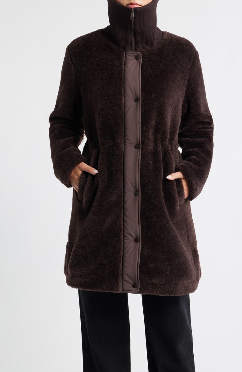 Bernardo Super Soft Faux Shearling Coat, Main, color, Chocolate