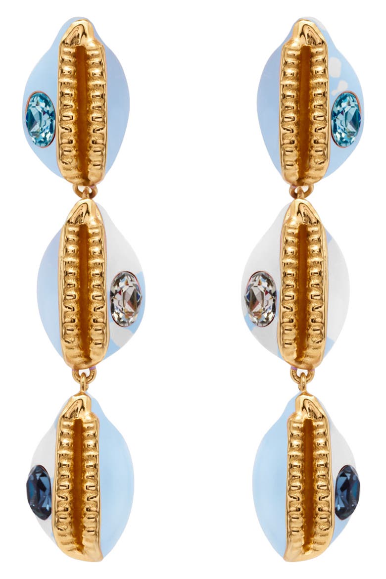 Cowrie Shell Drop Earrings, Main, color, SKY