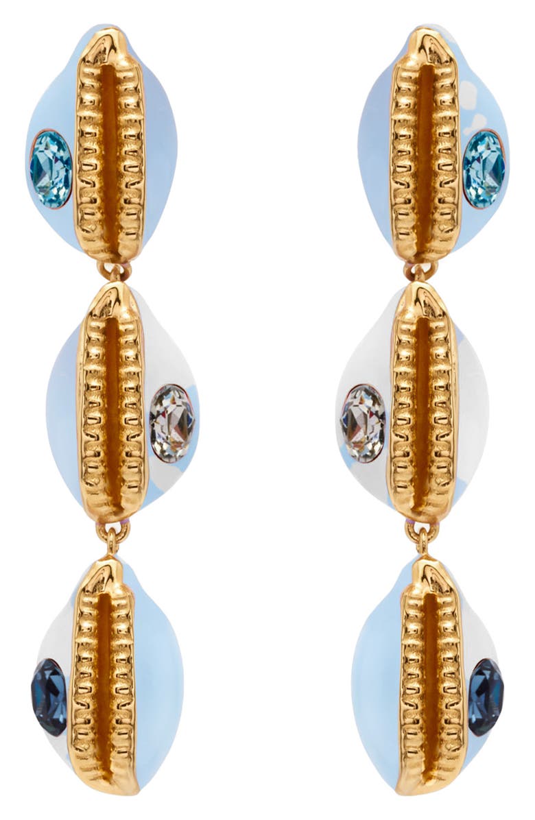 Oscar de la Renta Cowrie Shell Drop Earrings, Main, color, Sky