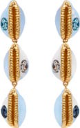 Oscar de la Renta Cowrie Shell Drop Earrings