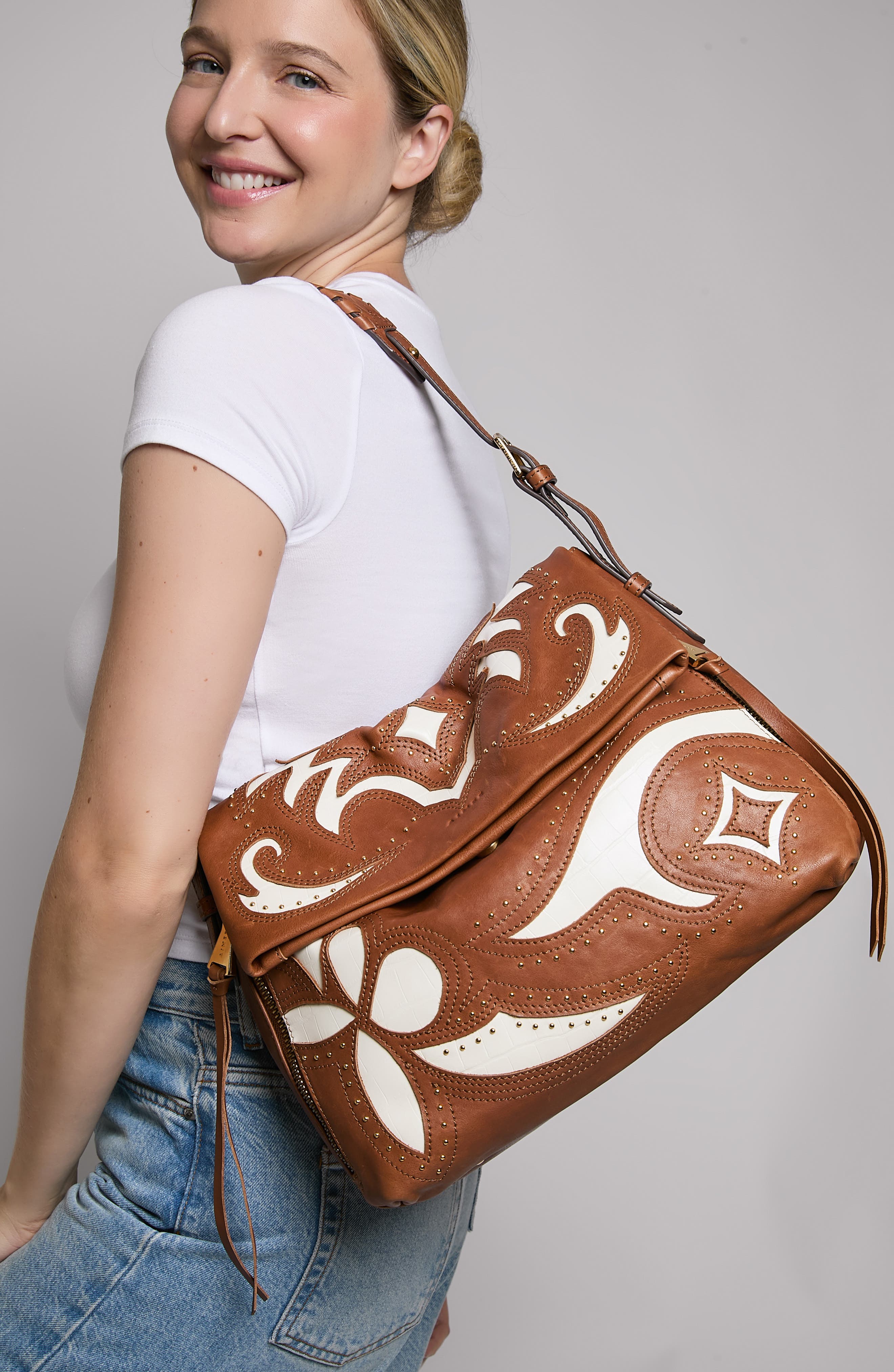 AIMEE Bali Double Entry Crossbody Bag, Alternate, color, Chestnut Inlay