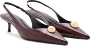MANGO Slingback Pointed Toe Kitten Heel Pump