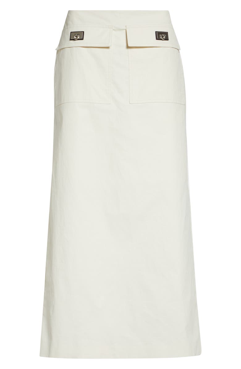 FERRAGAMO Hug Buckle Coated Linen Cargo Skirt, Main, color, Mascarpone