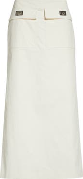FERRAGAMO Hug Buckle Coated Linen Cargo Skirt