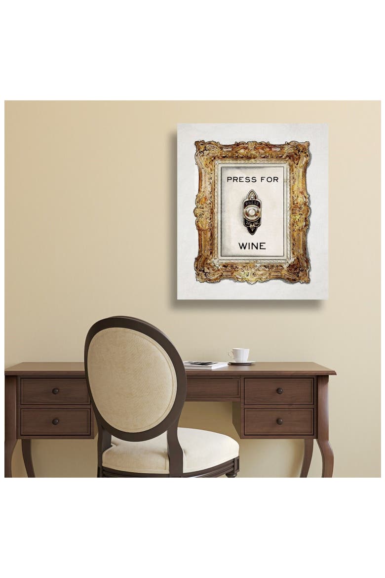 Press for Wine Canvas Wall Art, Alternate, color, WHITE