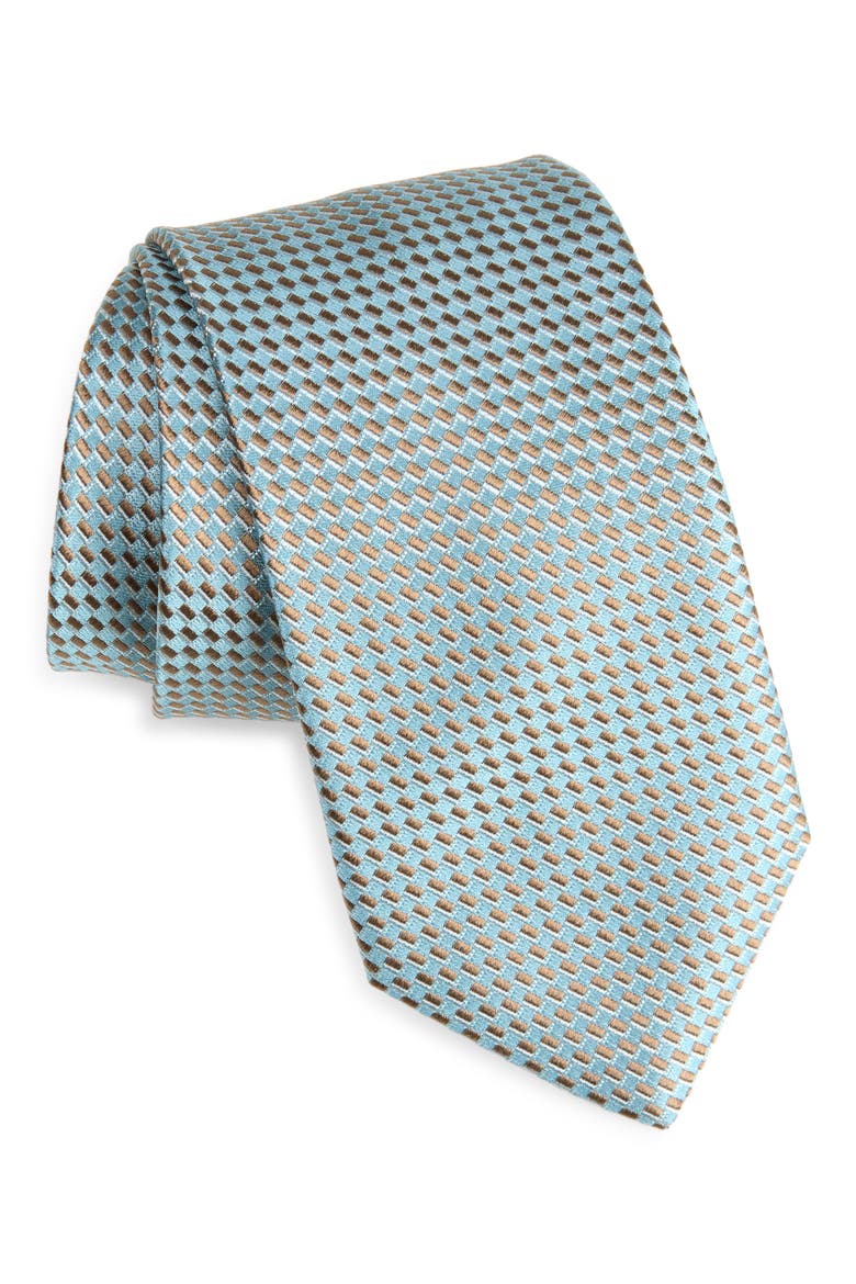 Geometric Silk Tie, Main, color, LIGHT GREEN